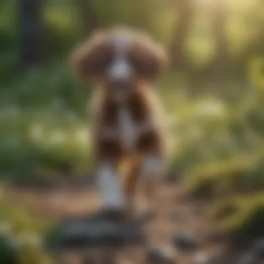 A playful Mini Springerdoodle puppy exploring the outdoors