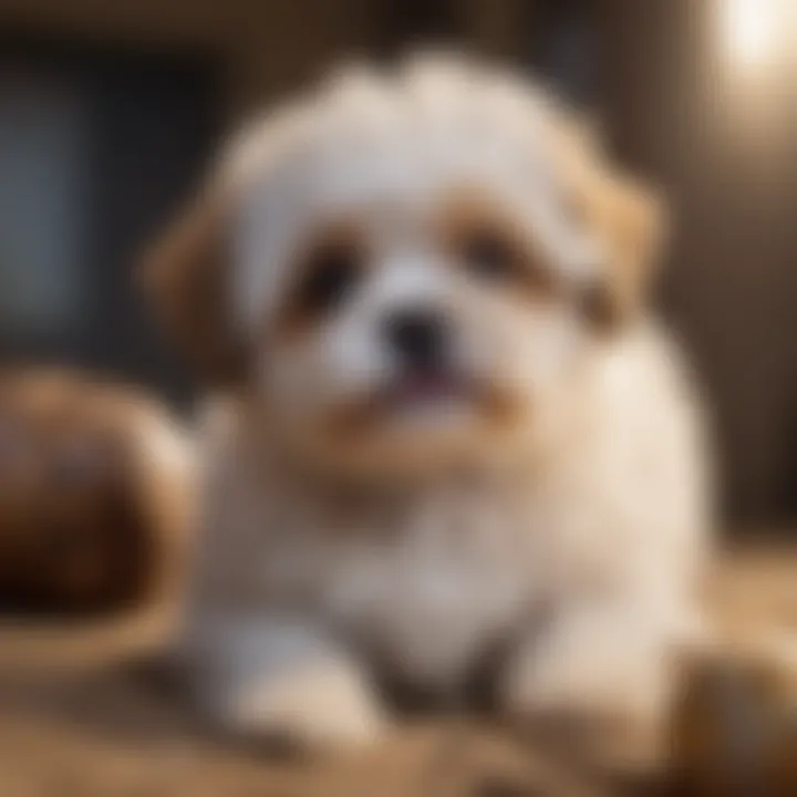 Healthy Miniature Shih Poo enjoying playtime