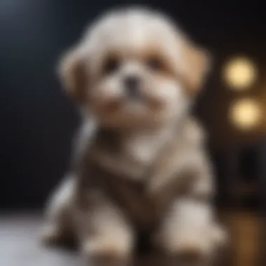 Miniature Shih Poo showing off its luxurious coat