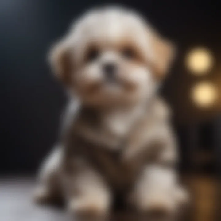 Miniature Shih Poo showing off its luxurious coat