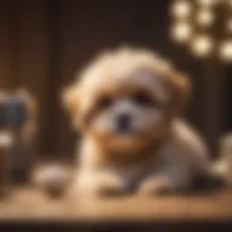 Playful Miniature Shih Poo puppy in a cozy setting