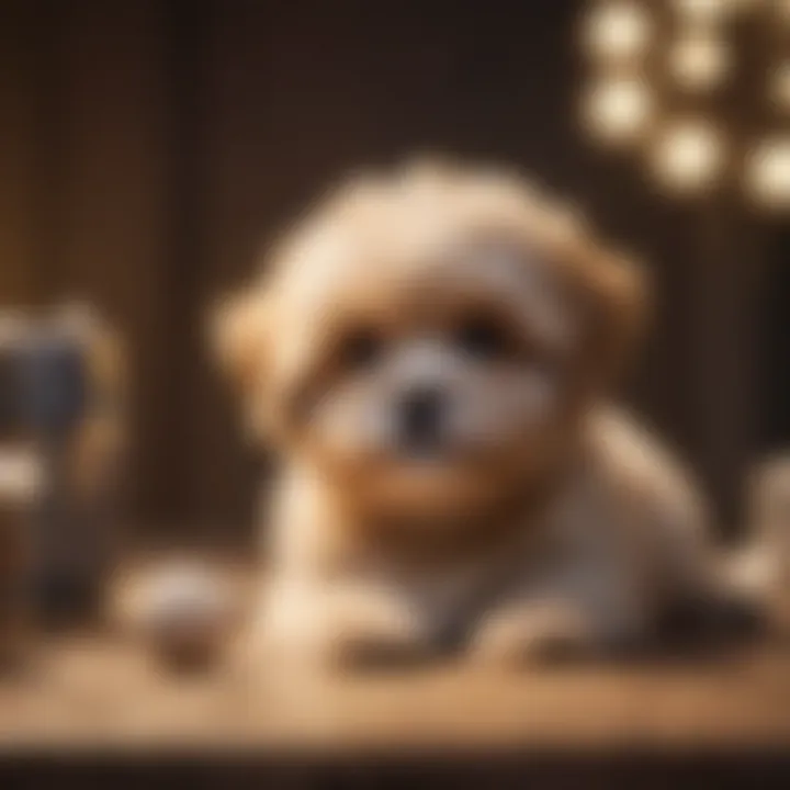 Playful Miniature Shih Poo puppy in a cozy setting
