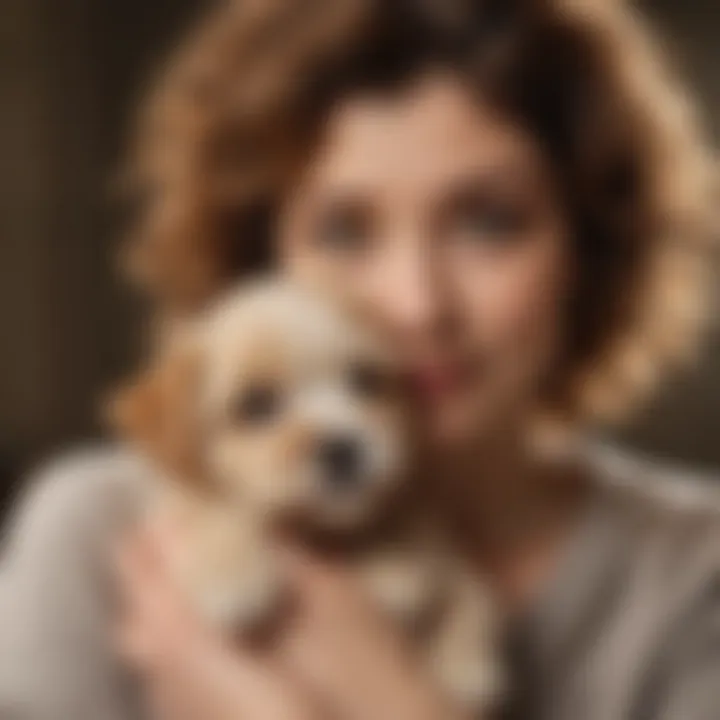 A heartwarming scene of a Morkipoo puppy cuddled up with its owner, illustrating companionship.