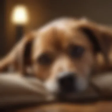 A dog resting comfortably after receiving treatment.