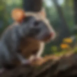 A curious rat exploring its habitat