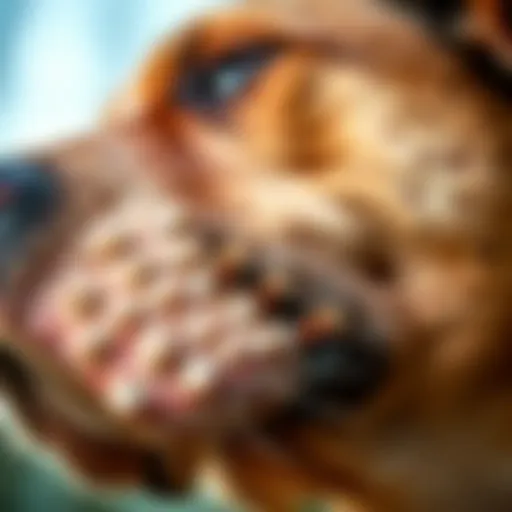 Close-up of a dog's skin affected by severe mange