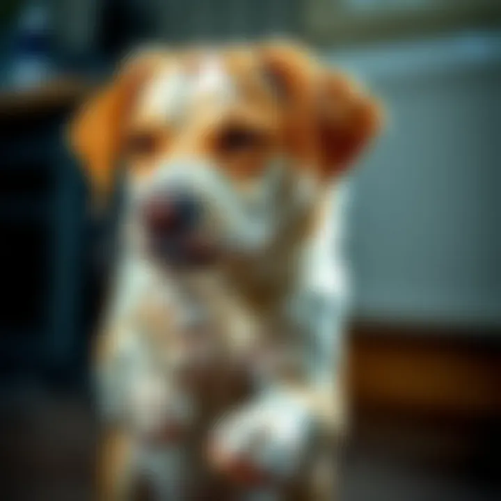 Dog scratching due to discomfort from mange