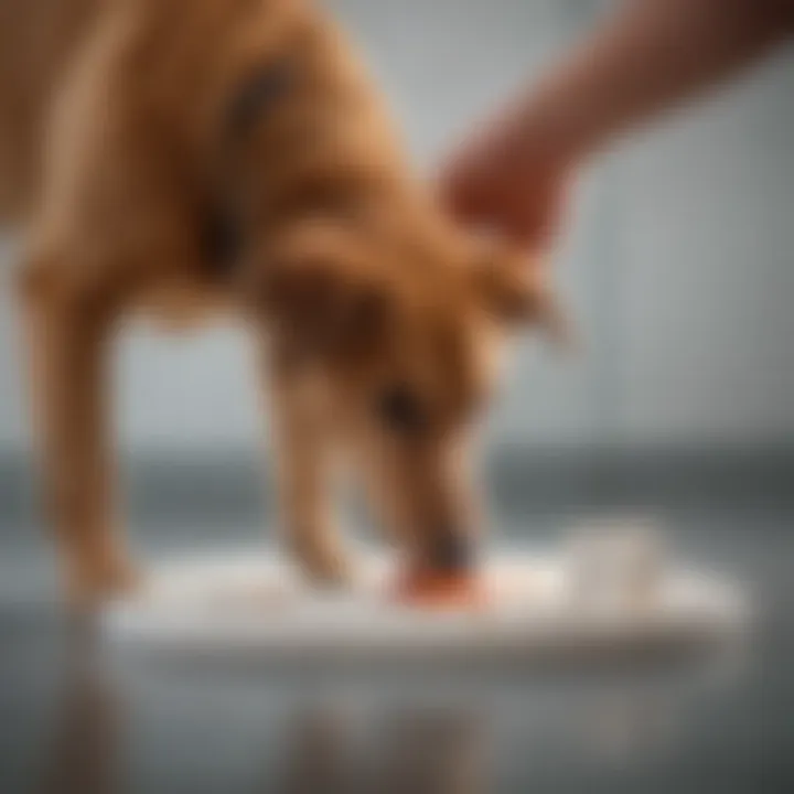 Veterinarian examining dog stool sample