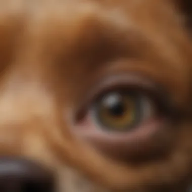 Veterinarian examining small dog's eyes