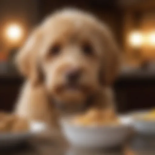 Mini Goldendoodle enjoying a balanced meal