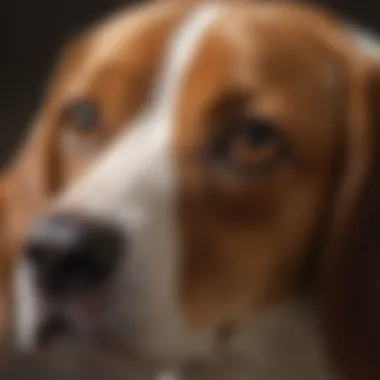 Close-up of a beagle's face showcasing its expressive eyes and gentle demeanor