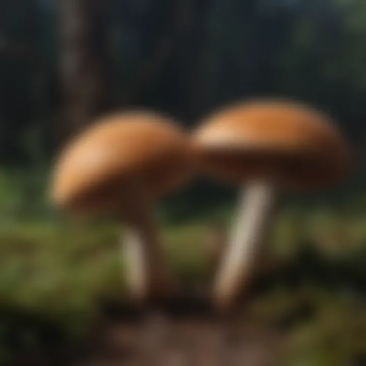 Close-up view of turkey mushrooms showcasing their unique texture and coloration