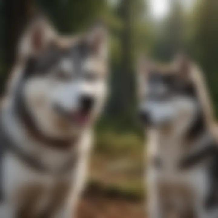 A smaller husky being trained with positive reinforcement techniques