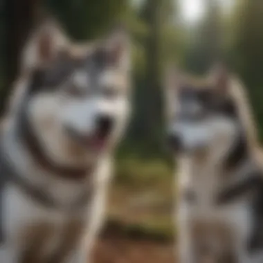 Training Small Huskies A smaller husky being trained with positive reinforcement techniques