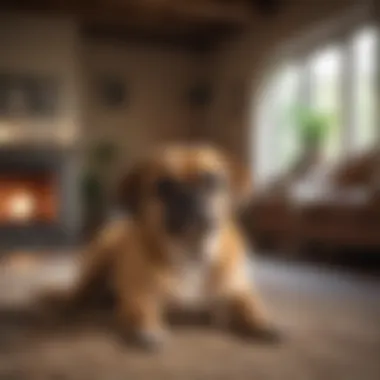 Puggle in a cozy home setting