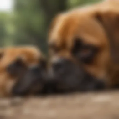 Puggle with its owner