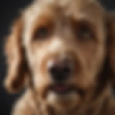 The Bond Between Owners and Aussie Doodles A close-up of an Aussie Doodle with owner, highlighting companionship