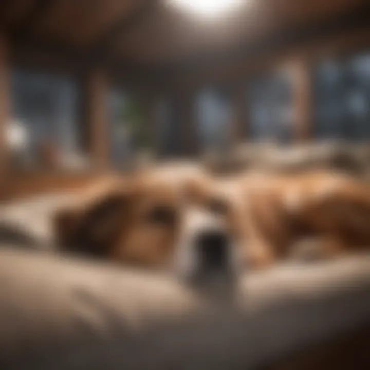 A cozy indoor boarding space showcasing comfortable sleeping arrangements for dogs.