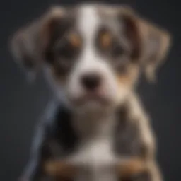 A close-up of a dapple puppy showcasing its unique coat pattern