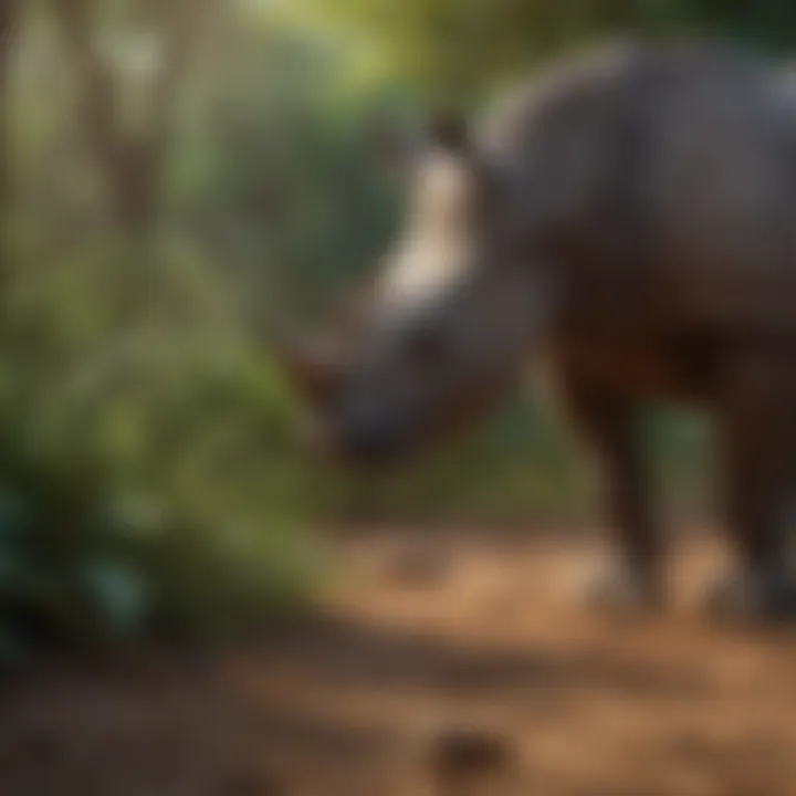 Diverse plant species in the habitat of black rhinoceros