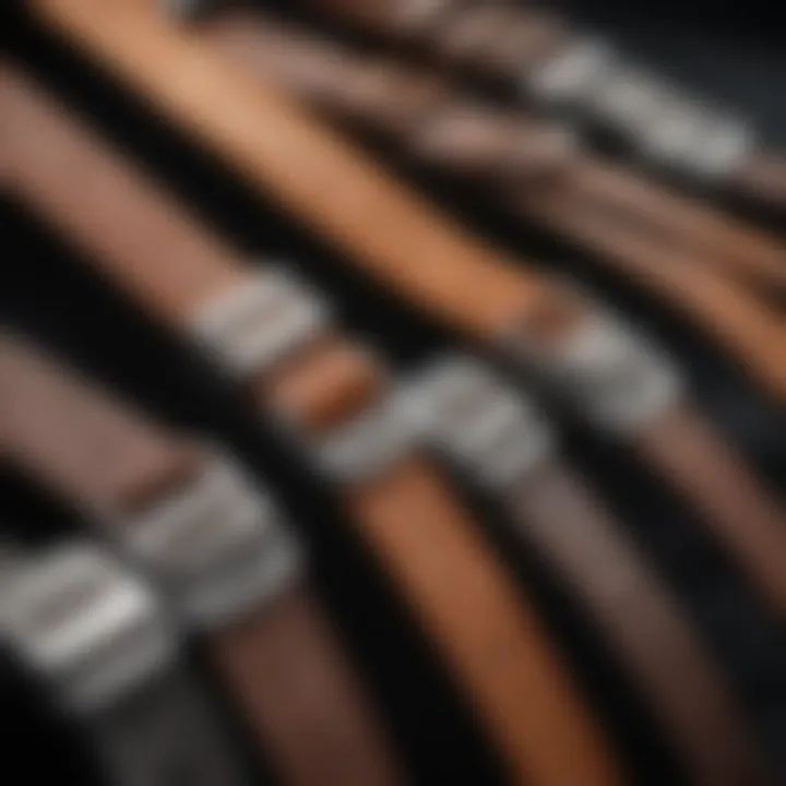 Various types of heavy duty dog seat belts displayed together