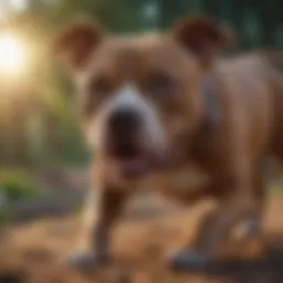 A healthy Pit Bull Terrier enjoying outdoor playtime