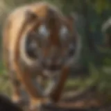A majestic tiger prowling through its natural habitat.