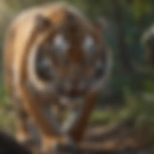 A majestic tiger prowling through its natural habitat.