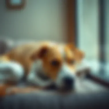 A Tranquil Companion A serene dog resting quietly in a cozy environment