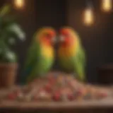 Colorful assortment of seeds for lovebirds