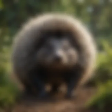 A porcupine surrounded by different plants, emphasizing its ecological role.