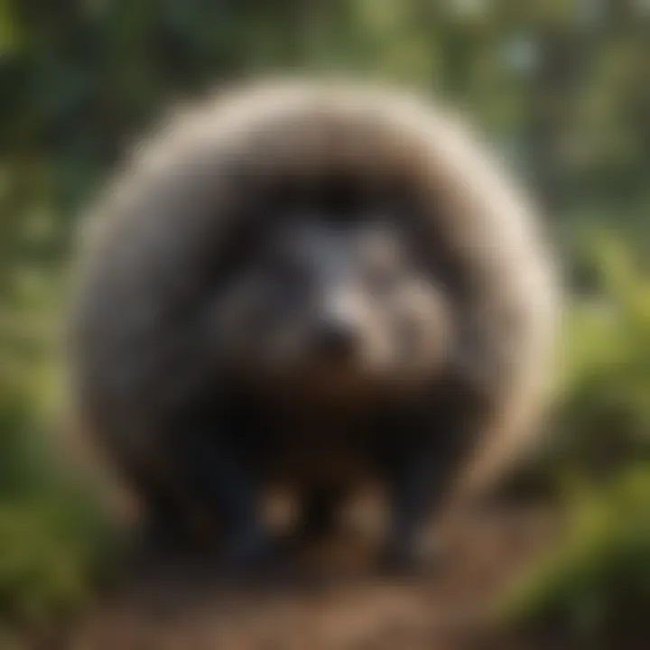 A porcupine surrounded by different plants, emphasizing its ecological role.
