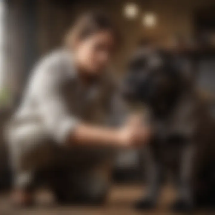 A Cane Corso with a reputable breeder discussing puppy details