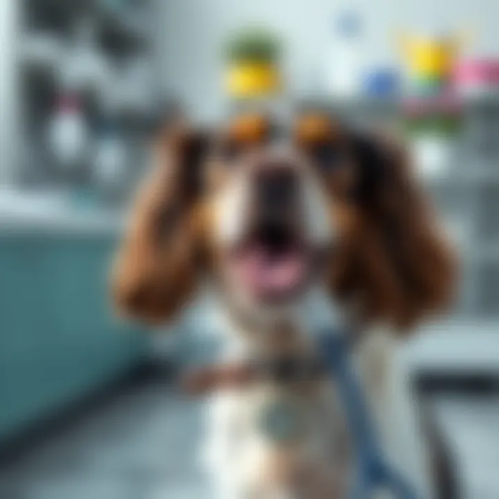 Happy Cocker Spaniel at a veterinarian clinic