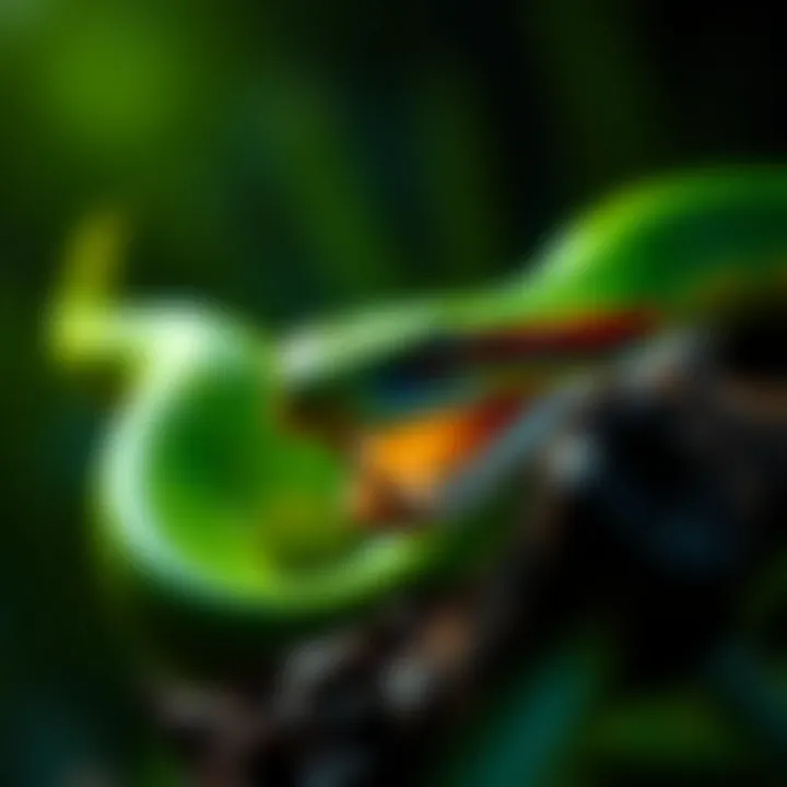 Illustration of pit viper interactions with other Amazon wildlife