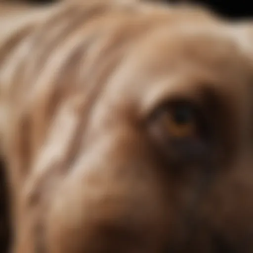 Close-up of a dog's skin showing signs of mange