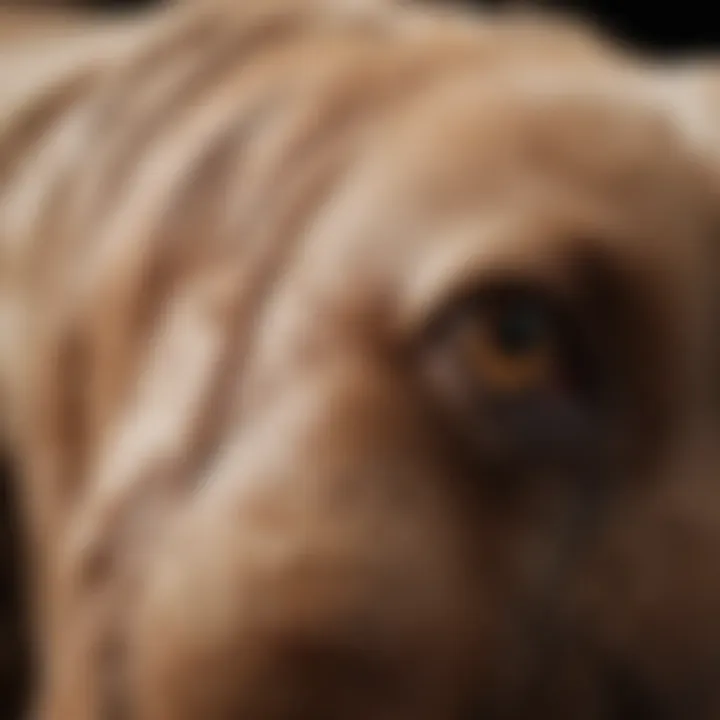Close-up of a dog's skin showing signs of mange