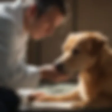 Veterinarian Examining a Dog for Signs of Mange Veterinarian examining a dog for mange