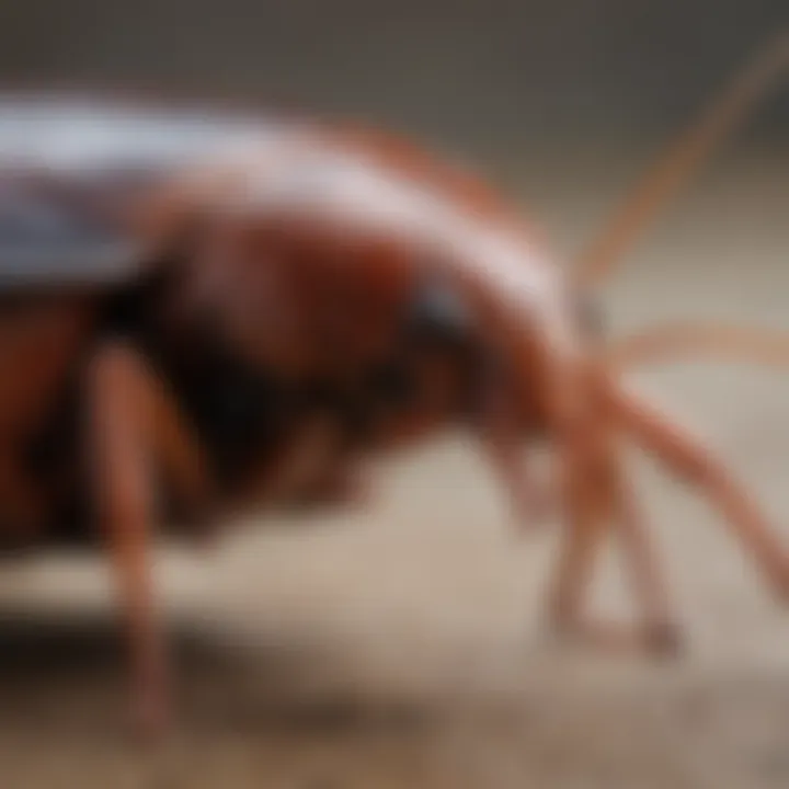 Close-up view of the Virginia cockroach showcasing its distinct coloration and features.