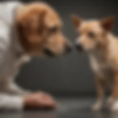 Veterinary Intervention for Dog Health A veterinarian examining a dog to address vomiting and diarrhea