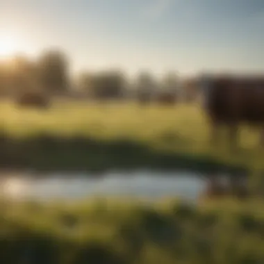 Environmental Factors Affecting Water Consumption Cattle grazing in a sunlit pasture