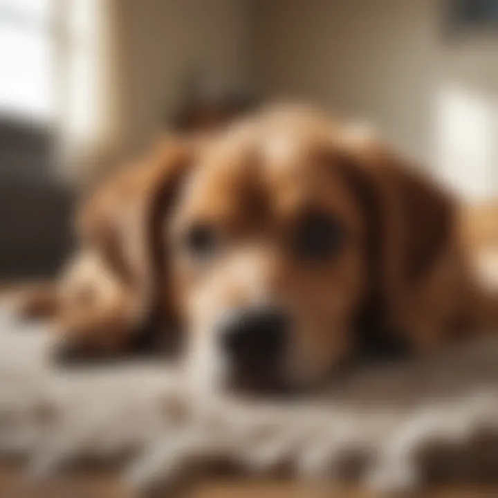 Dog lounging comfortably on a plush rug