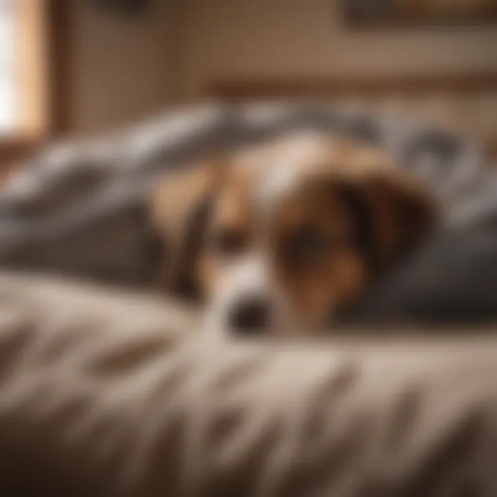 Dog curled up in a cozy bed