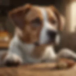 Pensive dog with upset stomach