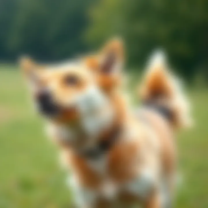 A curious dog engaging in tail-chasing