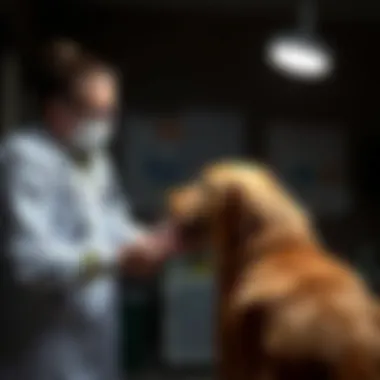 A veterinarian examining a dog's health