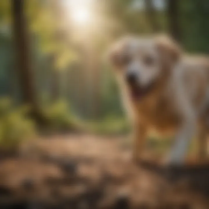 A serene environment showcasing a happy dog in a healthy setting