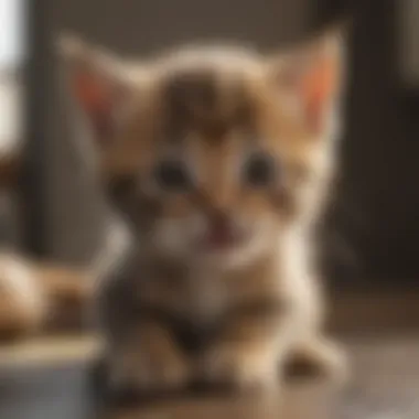 Playful kitten engaging in biting behavior during playtime