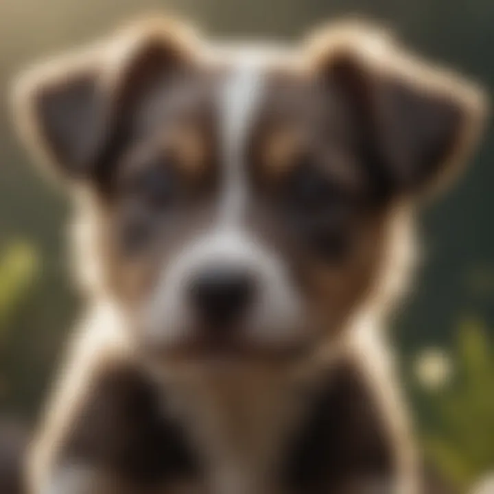 A close-up of a wild puppy displaying its unique characteristics