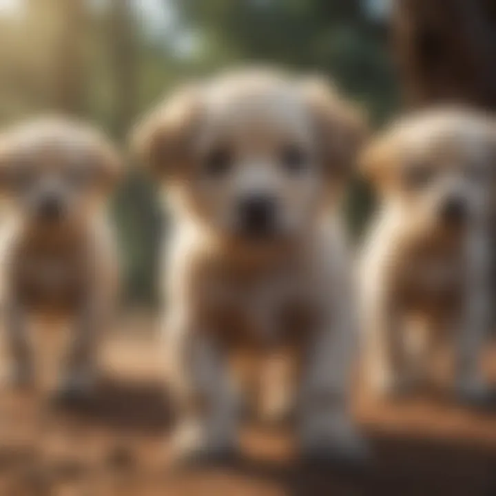 Wild puppies interacting with their pack